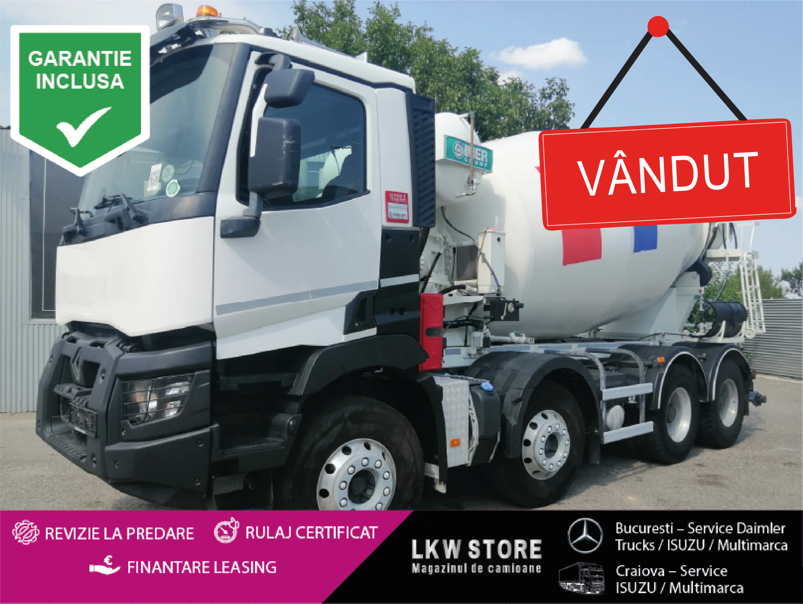 Renault C 430 8x4 Betoniera/Beton Mixer 9m3, TOP !!!