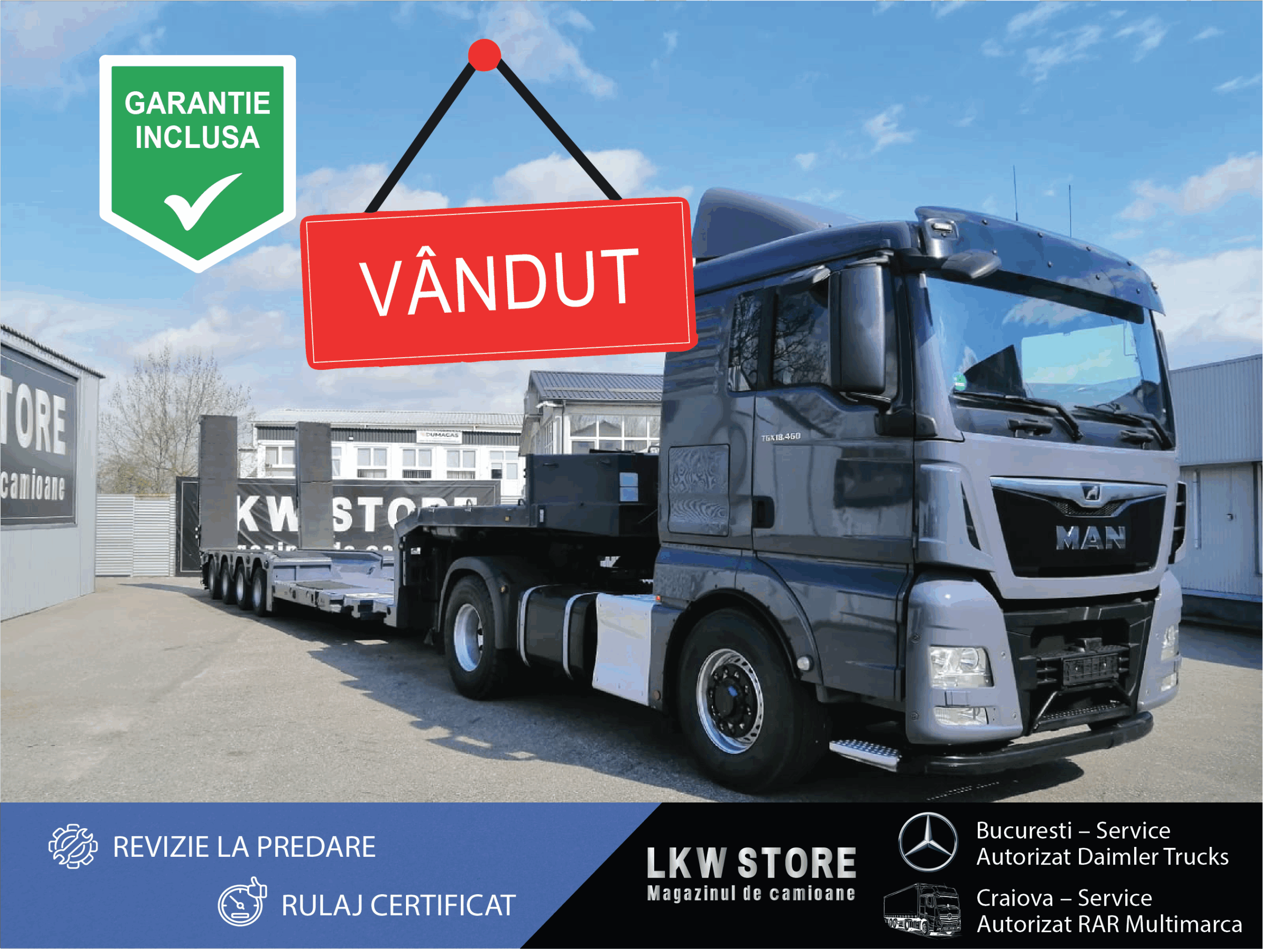 Ansamblu MAN 18.460 TGX 4X4 +Trailer Langendorf, 4 Axe, 59 tone