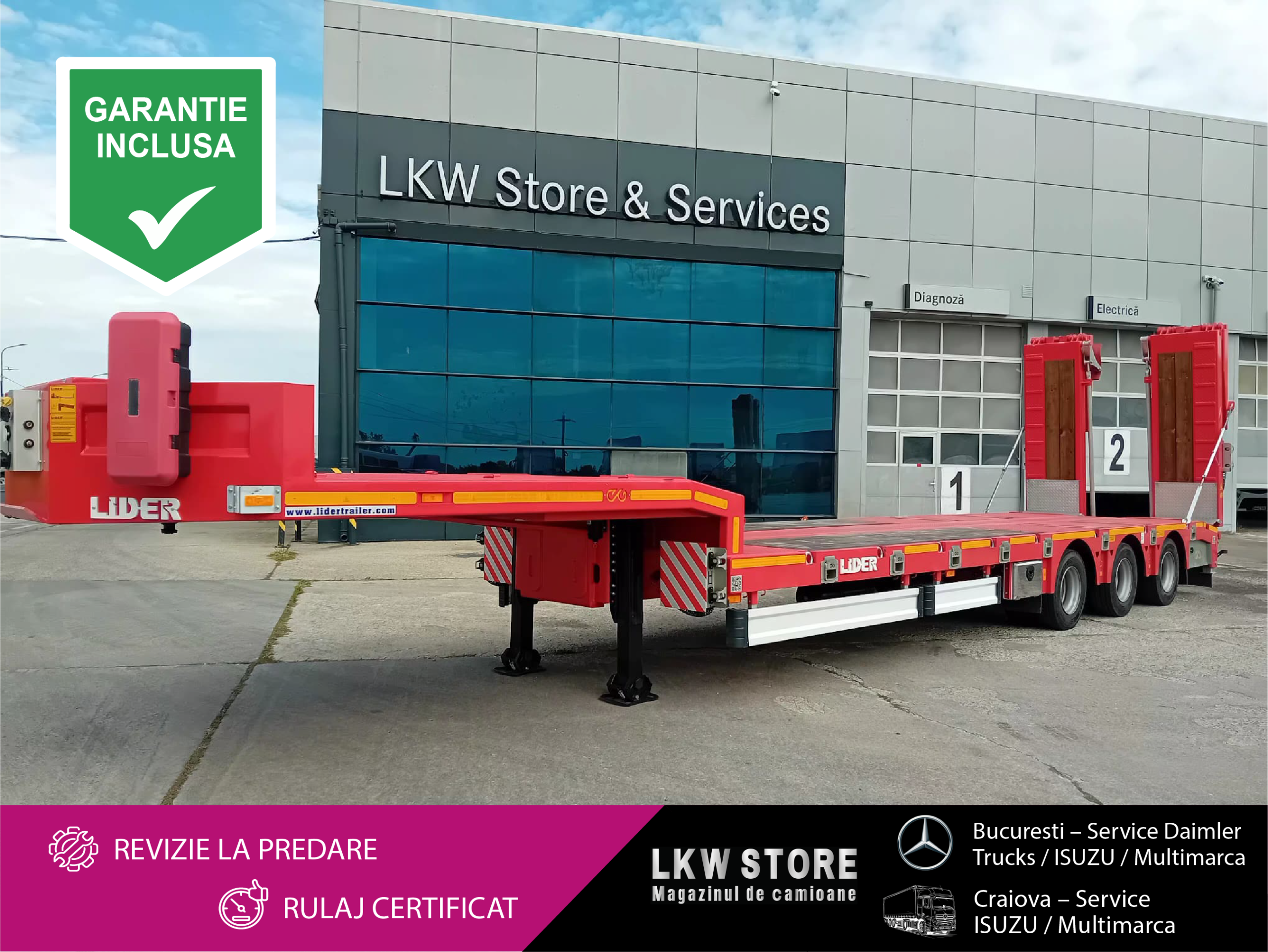 Lider TRAILER/LOW LOADER 3 AXE/3 AXELS, NOU/NEW TOP !!!