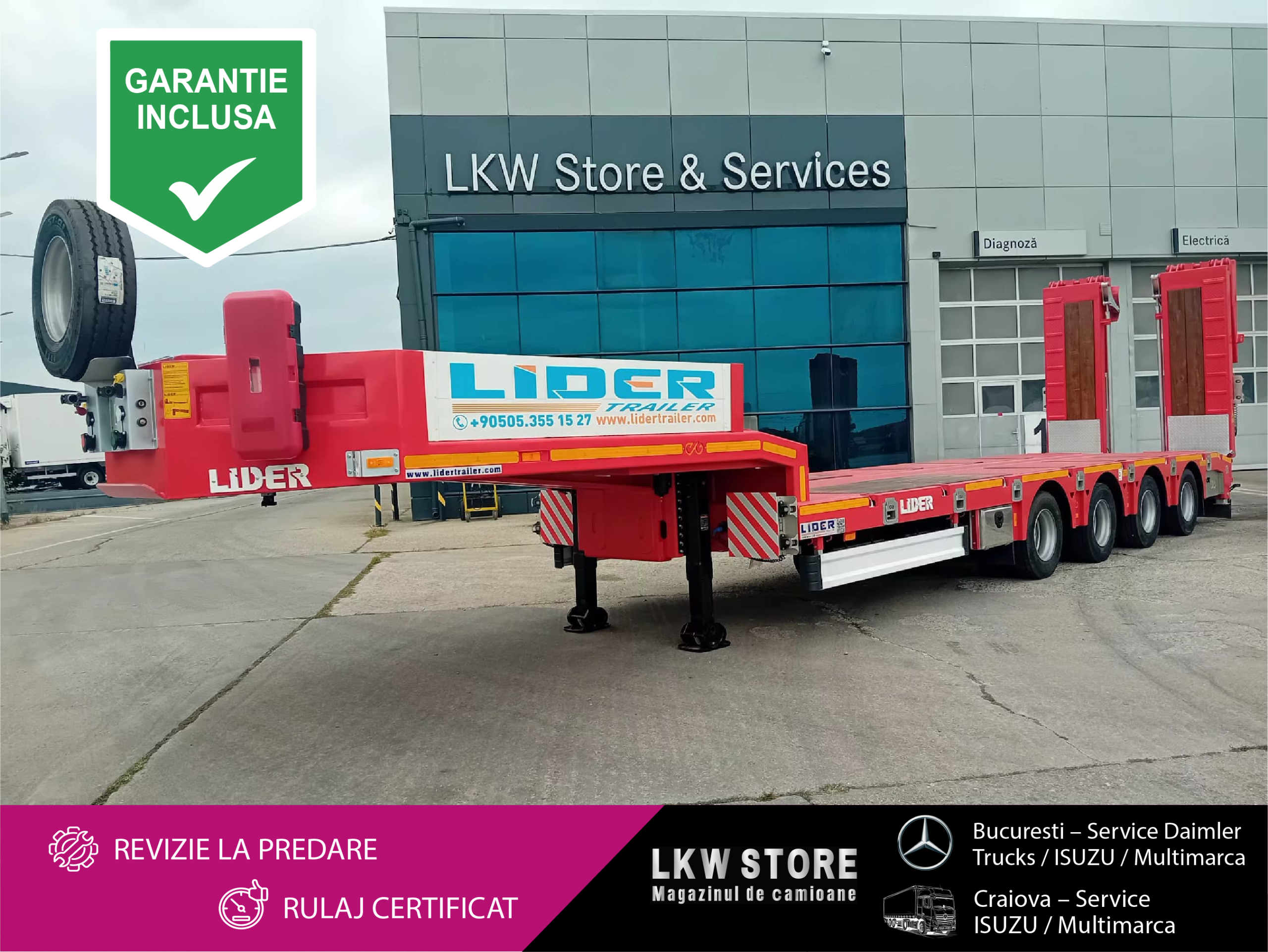 Lider TRAILER/LOW LOADER 4 AXE/4 AXELS, NOU/NEW TOP !!!